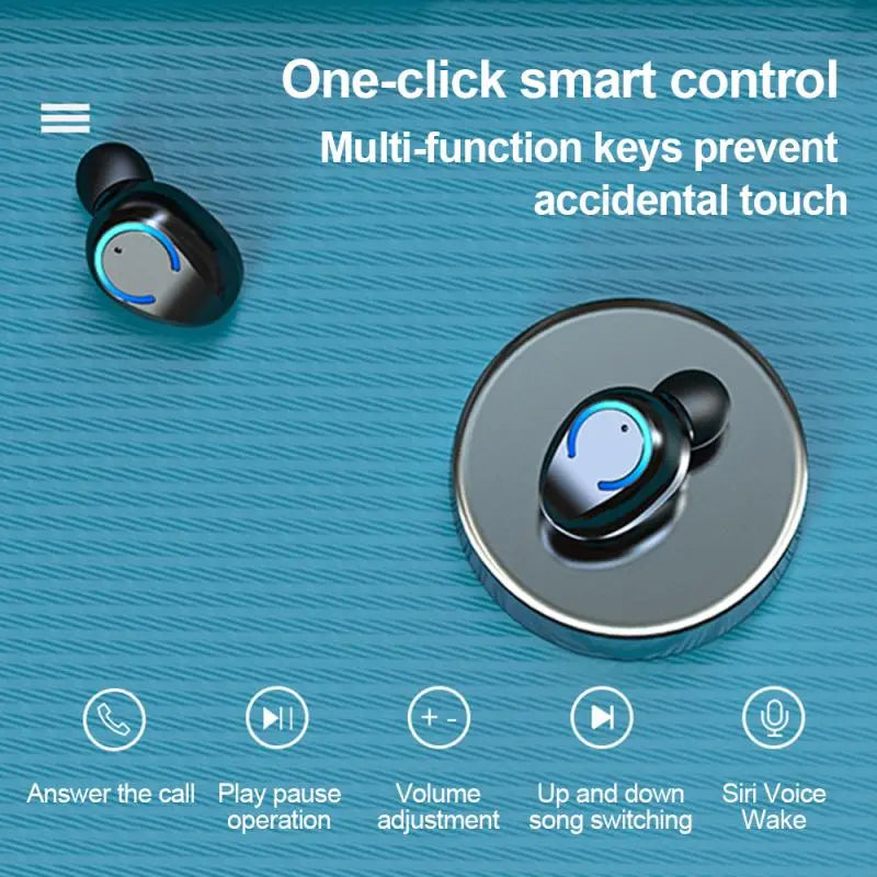 Binaural Mini Cylindrical Bluetooth Headphones F9 V5.0 - HD Calling, Long Battery Life Gomuto