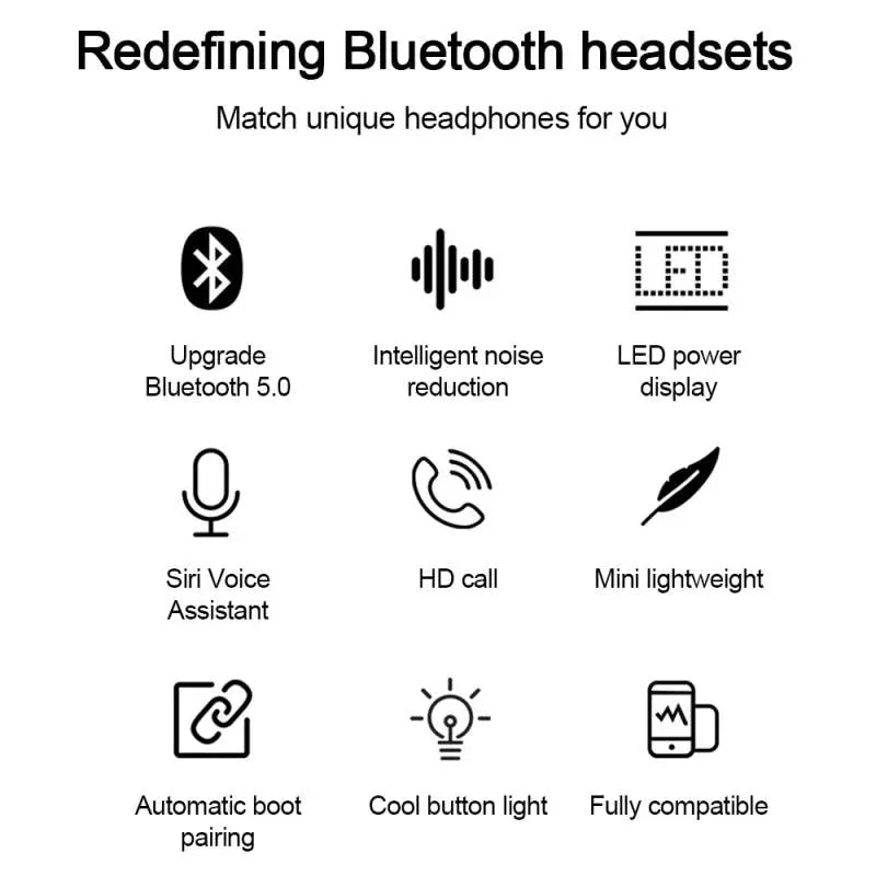Binaural Mini Cylindrical Bluetooth Headphones F9 V5.0 - HD Calling, Long Battery Life Gomuto