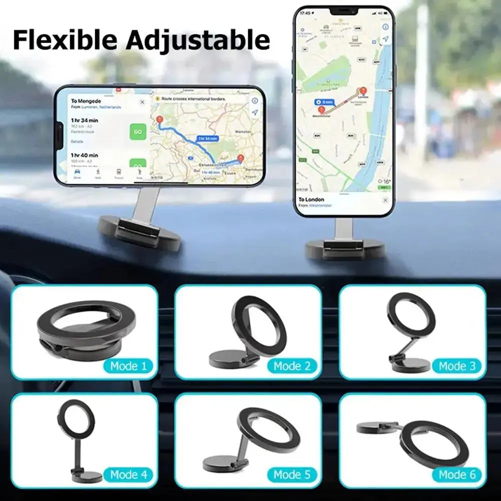 Car Magnetic Folding Phone Holder 360 Degree Rotation Phone Mount Suction Cup Car Navigation Phone Holder AntiShake Bracket Gomuto
