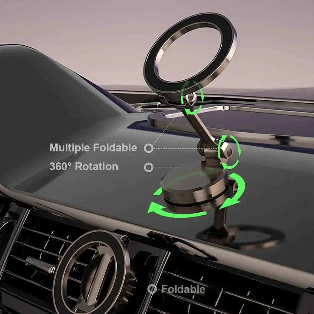 Car Magnetic Folding Phone Holder 360 Degree Rotation Phone Mount Suction Cup Car Navigation Phone Holder AntiShake Bracket Gomuto