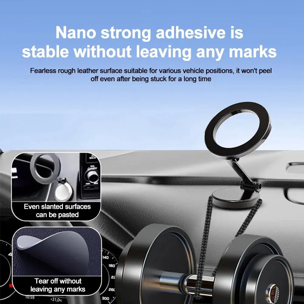 Car Magnetic Folding Phone Holder 360 Degree Rotation Phone Mount Suction Cup Car Navigation Phone Holder AntiShake Bracket Gomuto