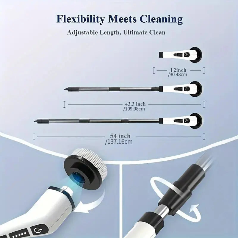 Electric Spin Scrubber with 7 Brush Heads - Cordless Floor Cleaner with Adjustable Handle, USB Rechargeable Gomuto