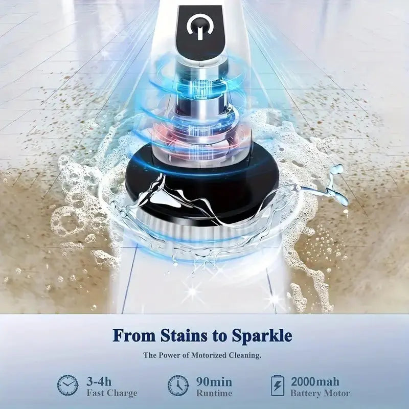 Electric Spin Scrubber with 7 Brush Heads - Cordless Floor Cleaner with Adjustable Handle, USB Rechargeable Gomuto