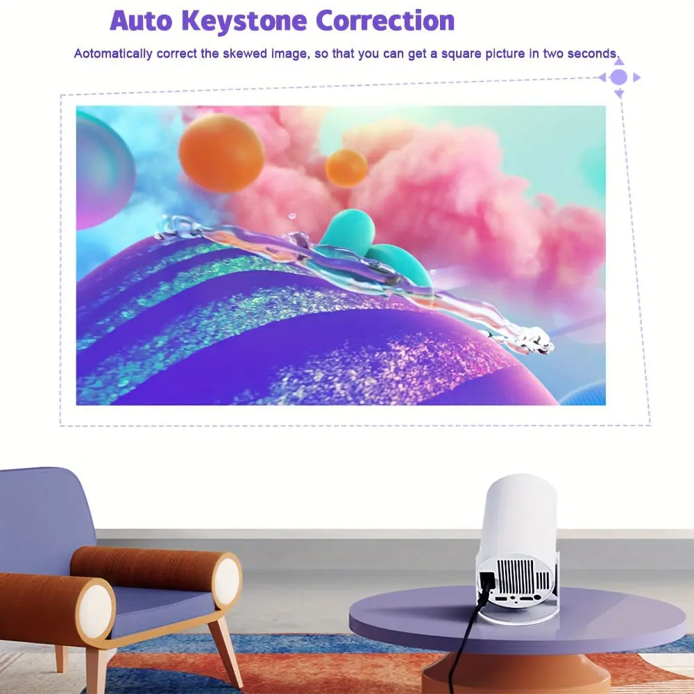 HY300 Mini 4K Projector Portable 180° Rotatable Projection Android 11.0 Dual Band WiFi Video Beammer For Outdoor Cinema - Gomuto