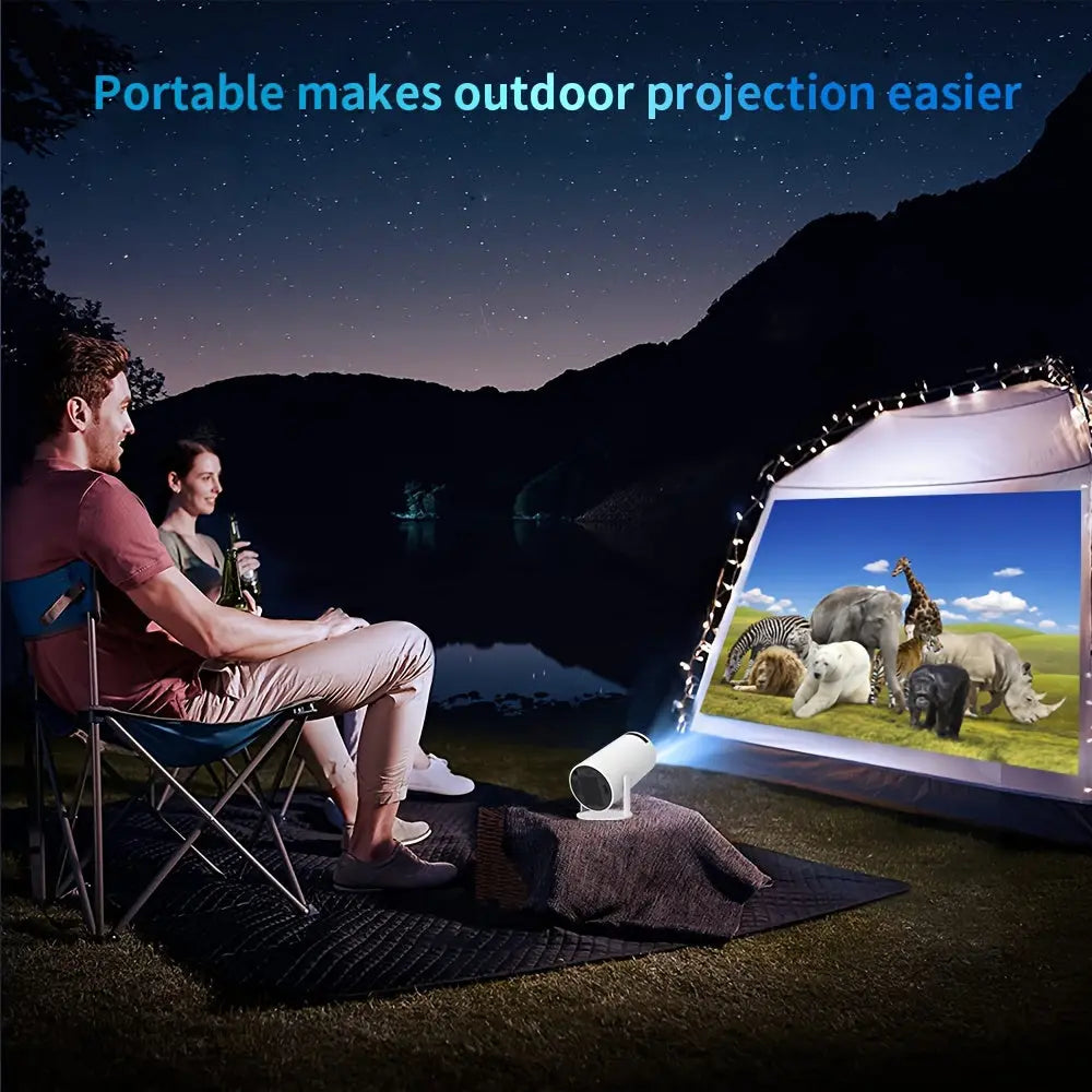 HY300 Mini 4K Projector Portable 180° Rotatable Projection Android 11.0 Dual Band WiFi Video Beammer For Outdoor Cinema - Gomuto