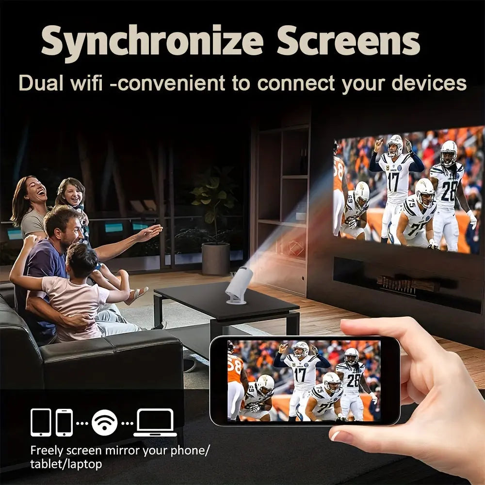 HY300 Mini 4K Projector Portable 180° Rotatable Projection Android 11.0 Dual Band WiFi Video Beammer For Outdoor Cinema - Gomuto