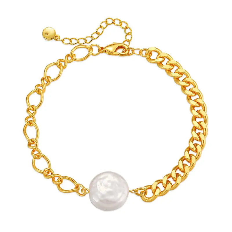 Irregular Shell Pearls Bracelet Pearl Stitching gomuto.com