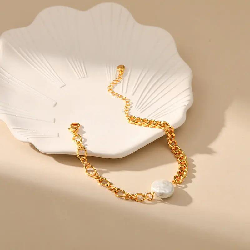 Irregular Shell Pearls Bracelet Pearl Stitching gomuto.com