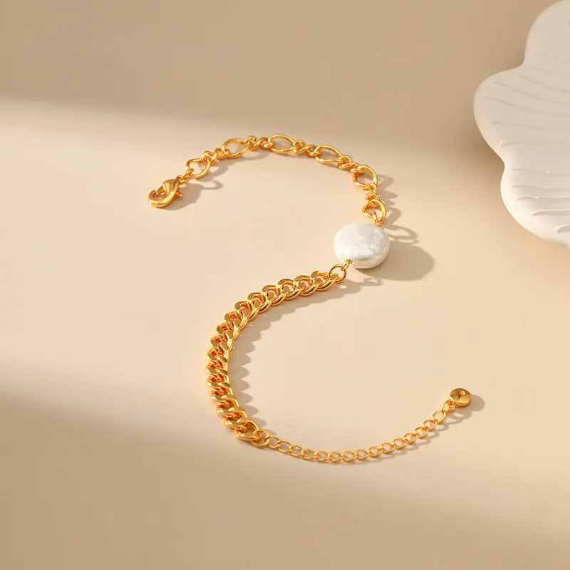 Irregular Shell Pearls Bracelet Pearl Stitching gomuto.com