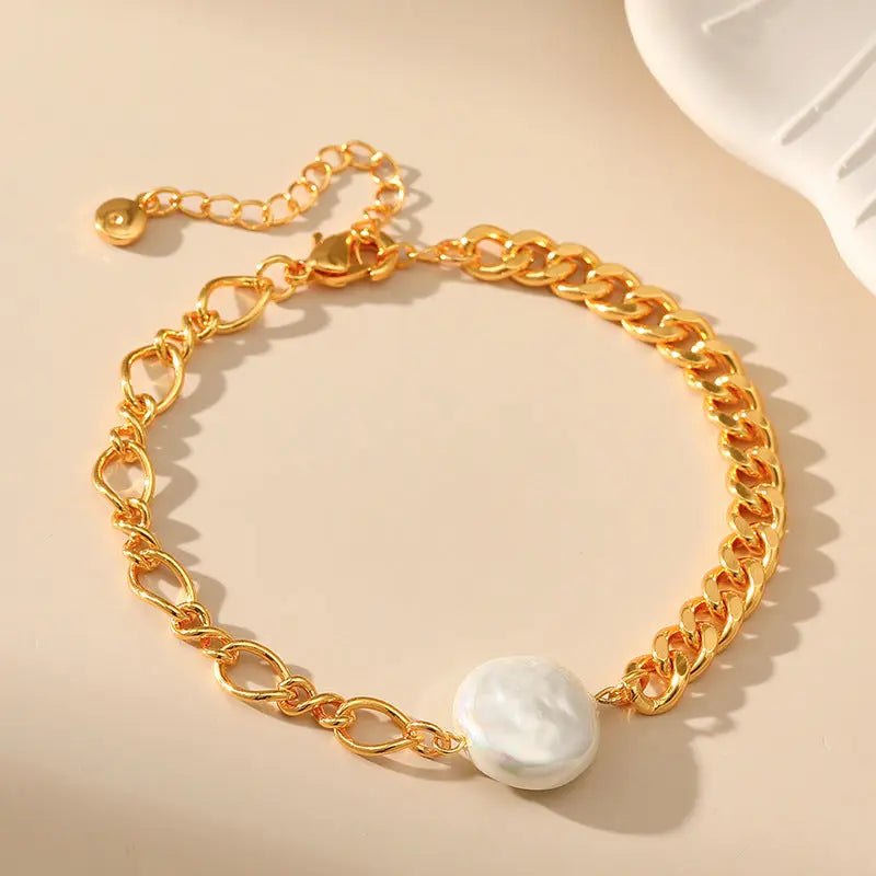 Irregular Shell Pearls Bracelet Pearl Stitching gomuto.com