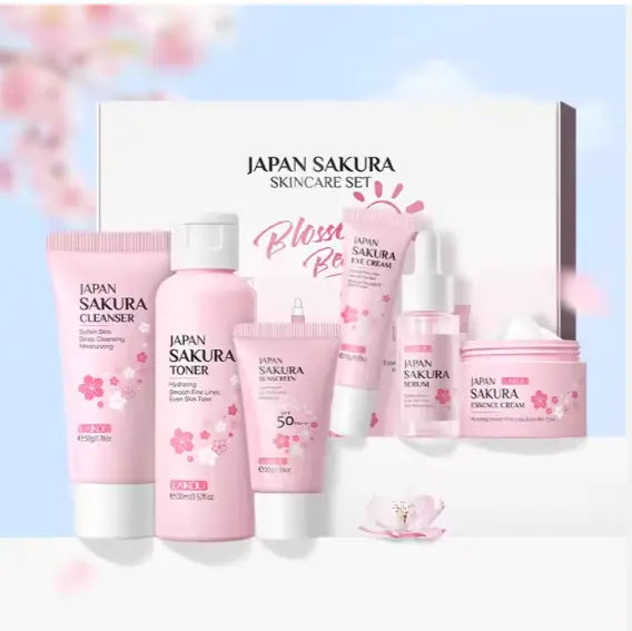 Japan Sakura Blossom Radiance – 6-Piece Skincare Set 🌸 | Deep Hydration & Glow gomuto.com
