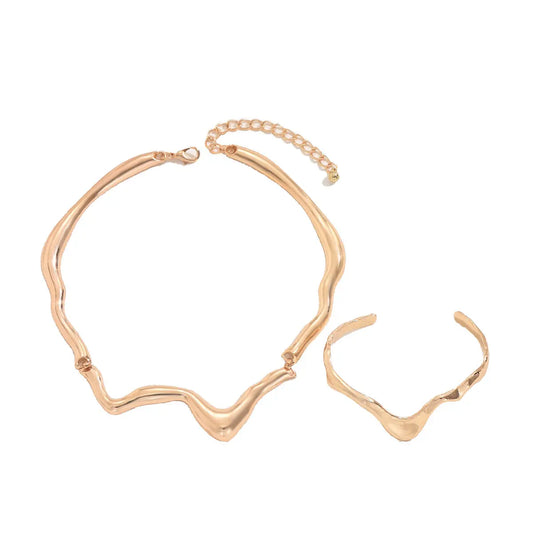 Lava Metal Twisted Design Collar Bracelet High Sense Necklace gomuto.com