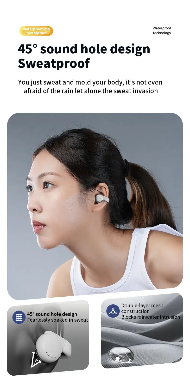 Original OWS Clip-On Wireless Earphones - Low Latency, ENC Noise-Canceling Bluetooth Headset for Gaming Gomuto