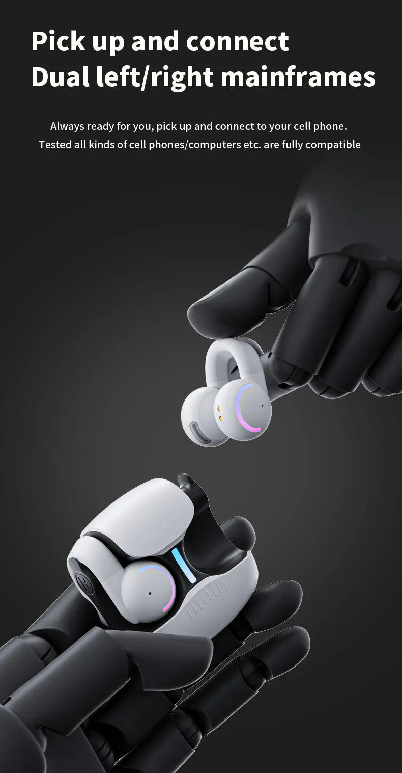 Original OWS Clip-On Wireless Earphones - Low Latency, ENC Noise-Canceling Bluetooth Headset for Gaming Gomuto