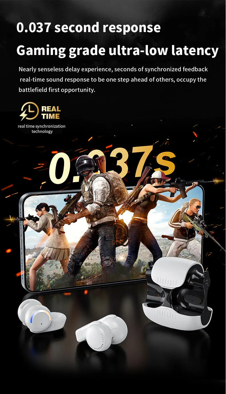 Original OWS Clip-On Wireless Earphones - Low Latency, ENC Noise-Canceling Bluetooth Headset for Gaming Gomuto