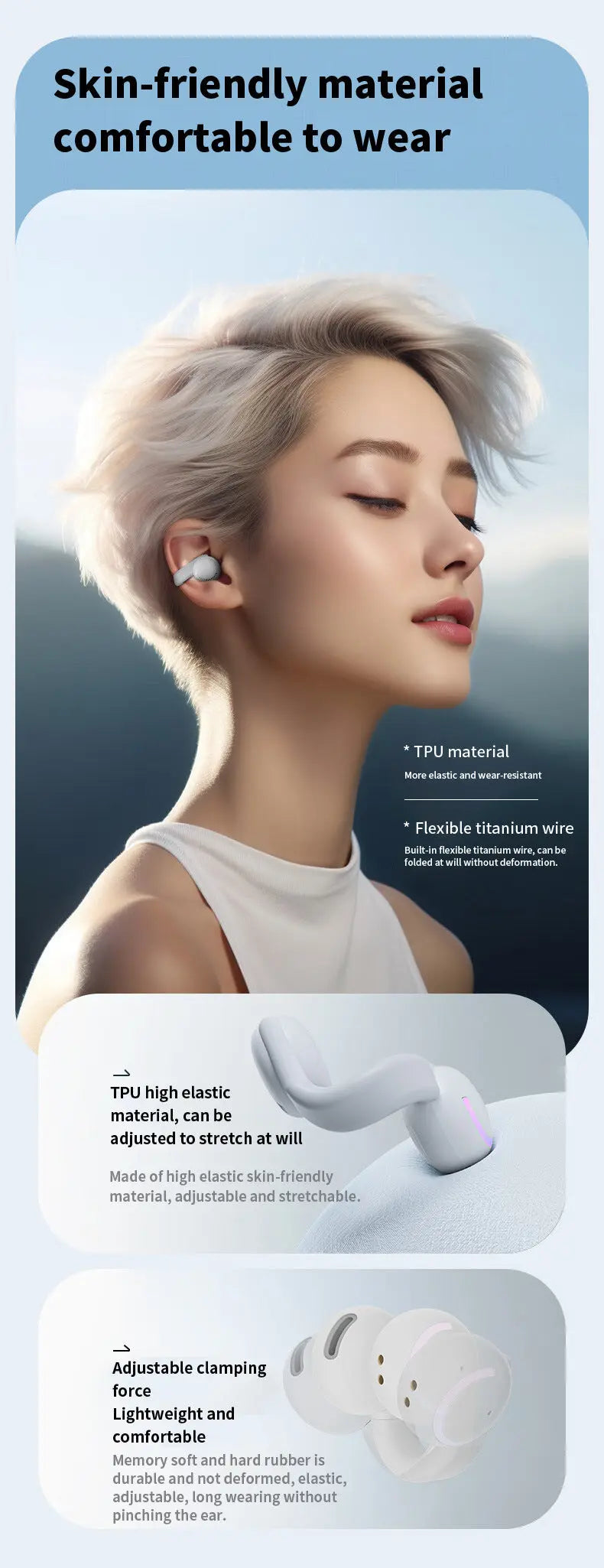 Original OWS Clip-On Wireless Earphones - Low Latency, ENC Noise-Canceling Bluetooth Headset for Gaming Gomuto