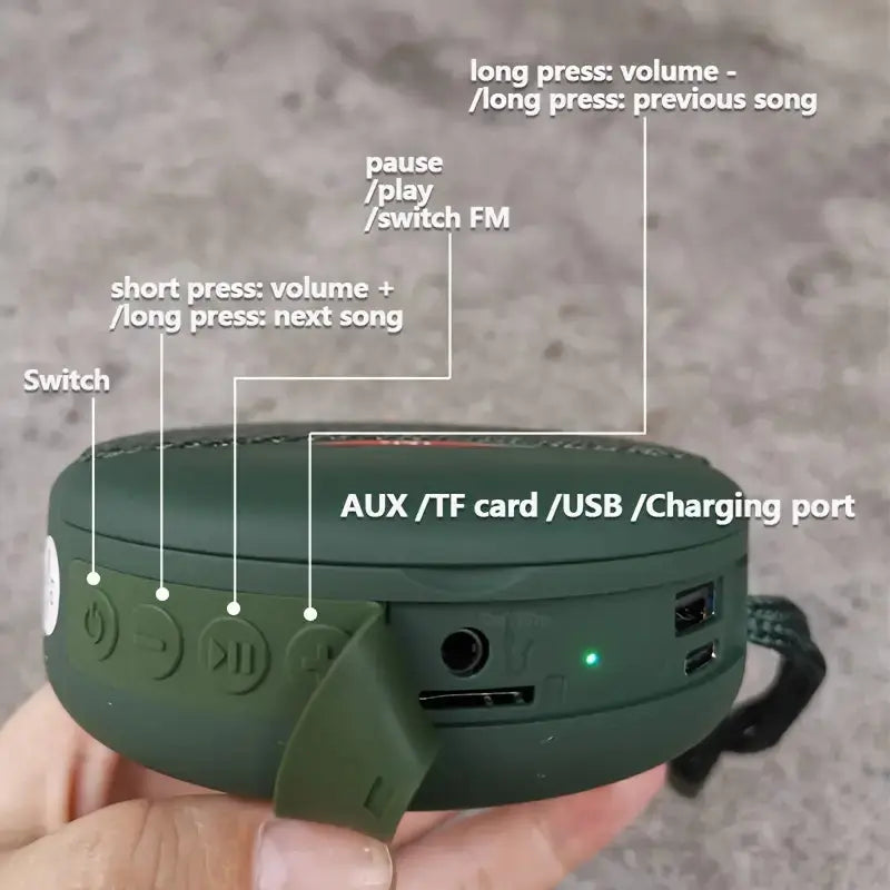 Outdoor Portable Bluetooth Speaker with Integrated Headset - 3D Stereo Subwoofer, FM Radio, TF Card Support Gomuto