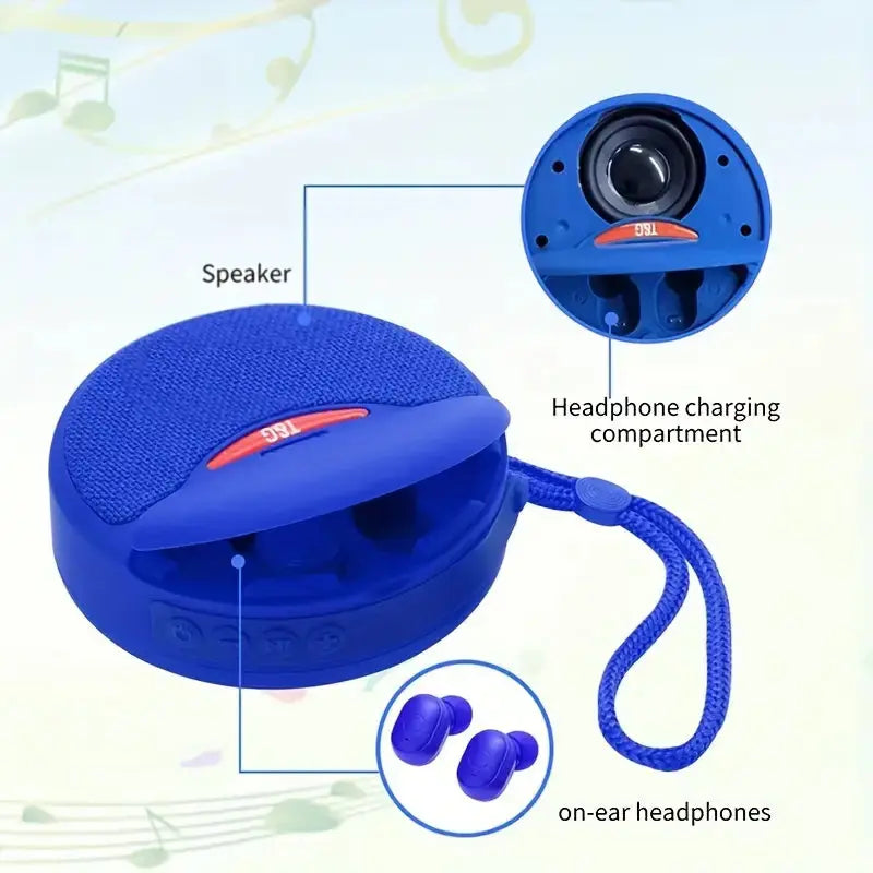 Outdoor Portable Bluetooth Speaker with Integrated Headset - 3D Stereo Subwoofer, FM Radio, TF Card Support Gomuto
