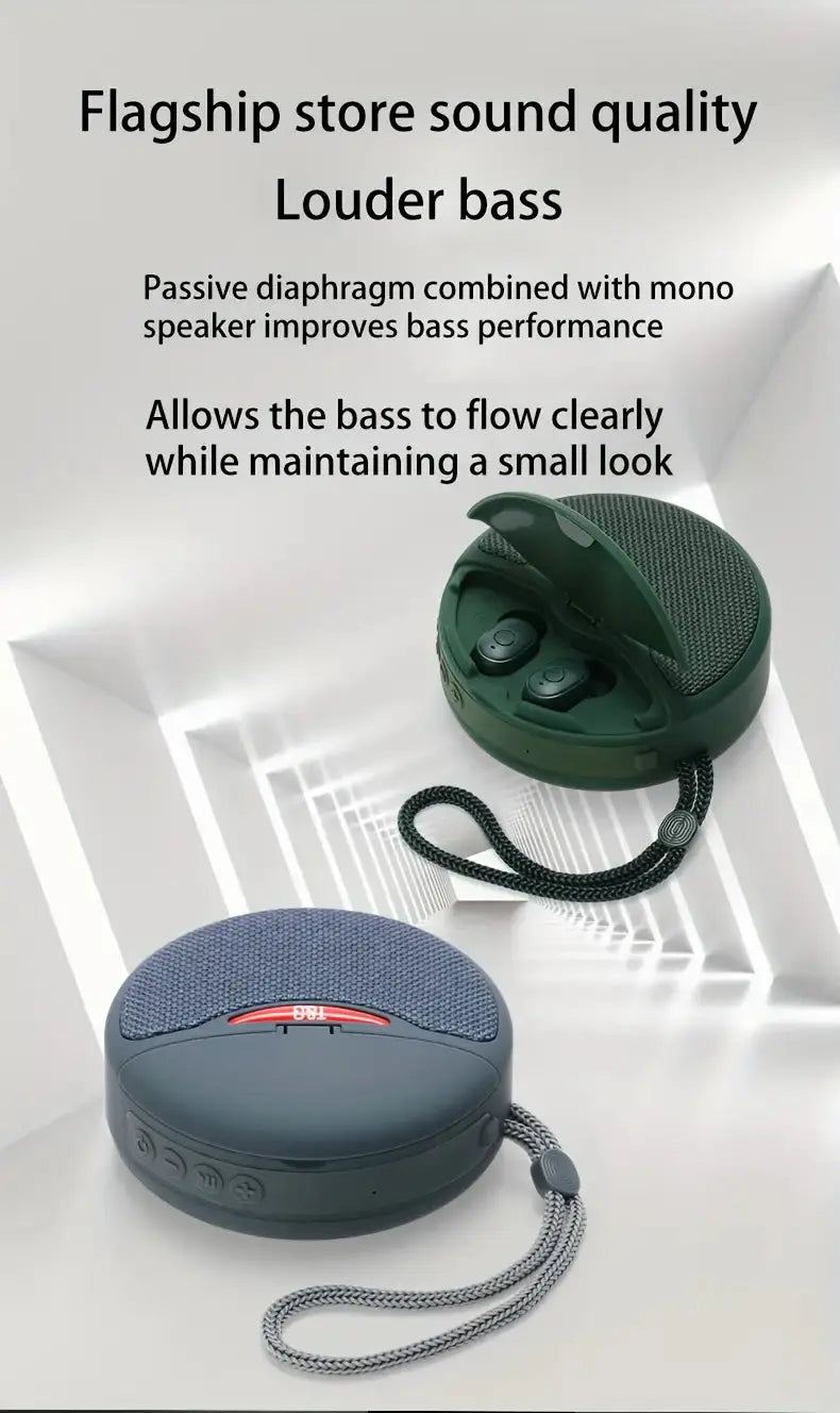 Outdoor Portable Bluetooth Speaker with Integrated Headset - 3D Stereo Subwoofer, FM Radio, TF Card Support Gomuto