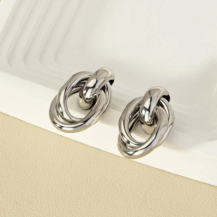 Personalized Simple Metal Punk Geometric Earrings gomuto.com