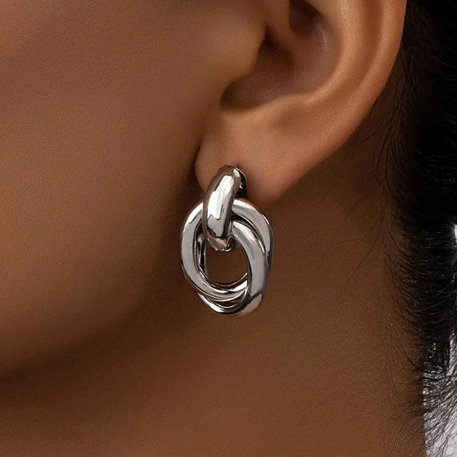 Personalized Simple Metal Punk Geometric Earrings gomuto.com