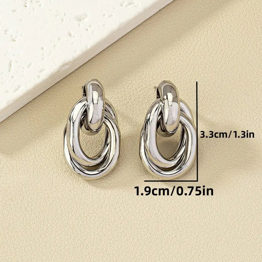 Personalized Simple Metal Punk Geometric Earrings gomuto.com