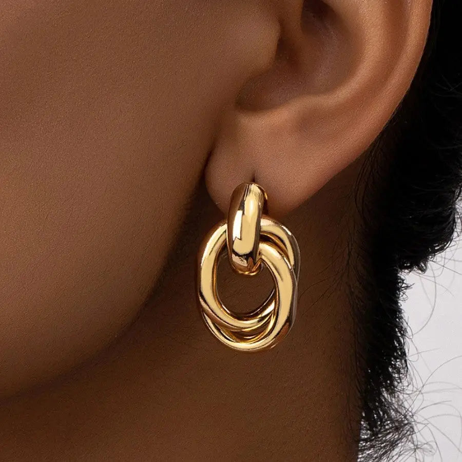 Personalized Simple Metal Punk Geometric Earrings gomuto.com