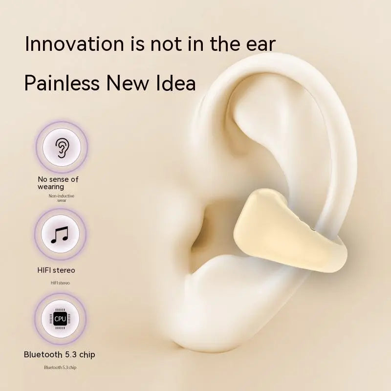 Private LED Digital Display Earclip Bluetooth Earphones - Long Battery Life, Waterproof, Stereo Sound Gomuto