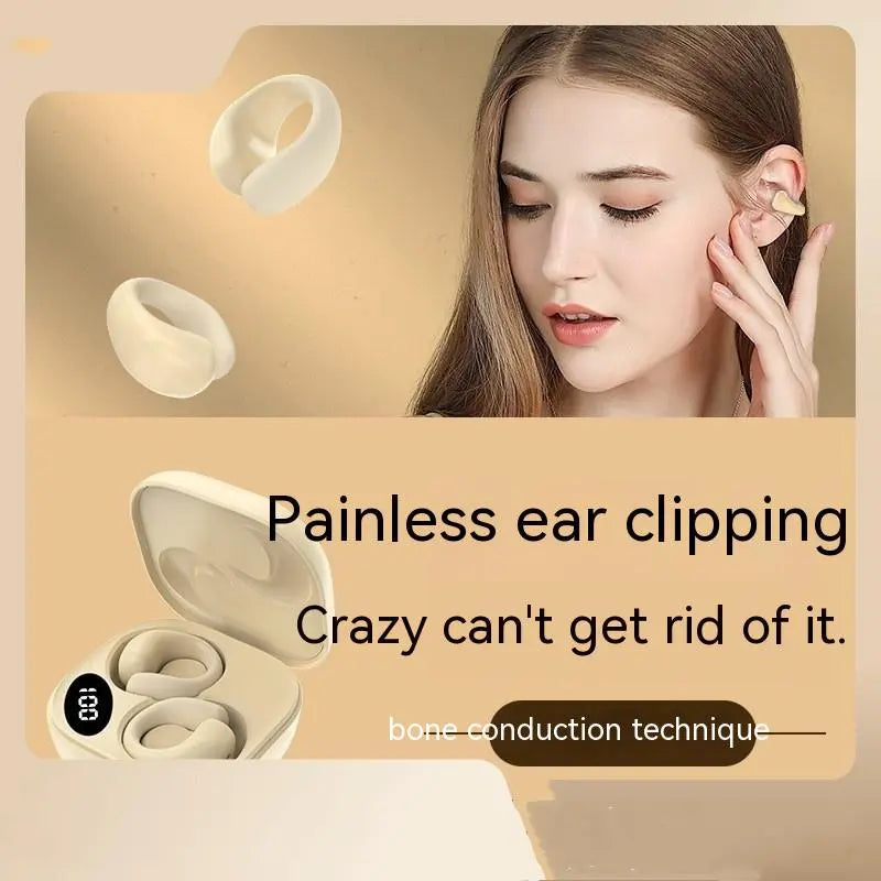 Private LED Digital Display Earclip Bluetooth Earphones - Long Battery Life, Waterproof, Stereo Sound Gomuto