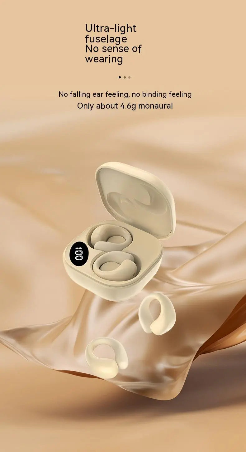 Private LED Digital Display Earclip Bluetooth Earphones - Long Battery Life, Waterproof, Stereo Sound Gomuto