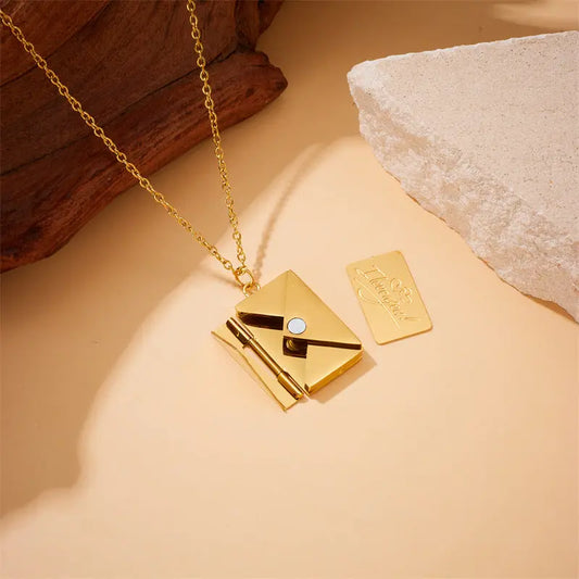 Simple Personality Envelope Pendant Necklace Fashion Retro gomuto.com
