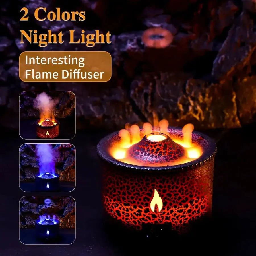 Volcanic Flame Aroma Diffuser and Humidifier - 180ml, Remote Control, Essential Oils Compatible, Perfect for Bedroom and Home Gomuto