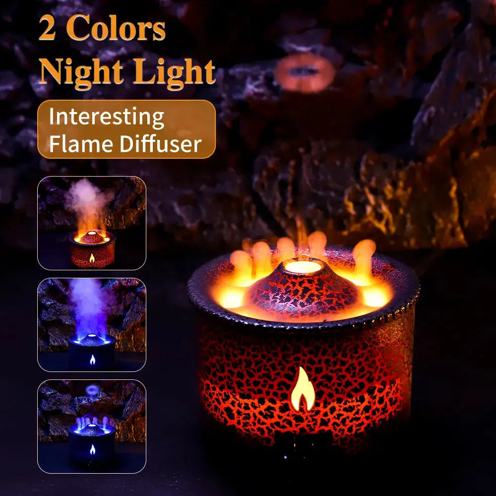 Volcanic Flame Aroma Diffuser and Humidifier - 180ml, Remote Control, Essential Oils Compatible, Perfect for Bedroom and Home Gomuto