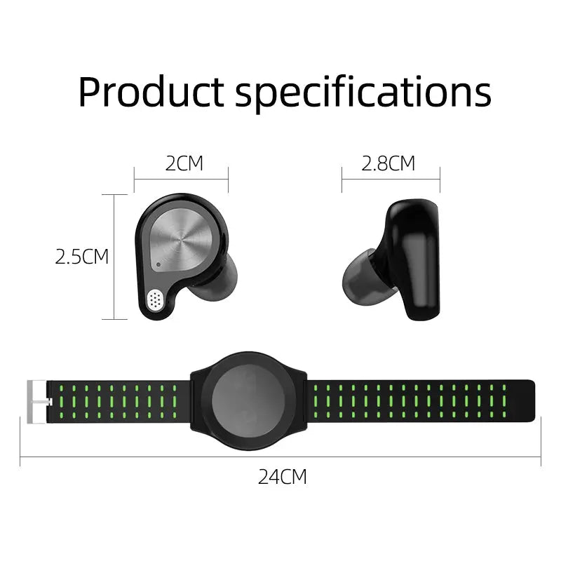 Wireless Bluetooth Wrist Strap Headset - HiFi Quality, Sports Earbuds Compatible with Apple & Android Gomuto