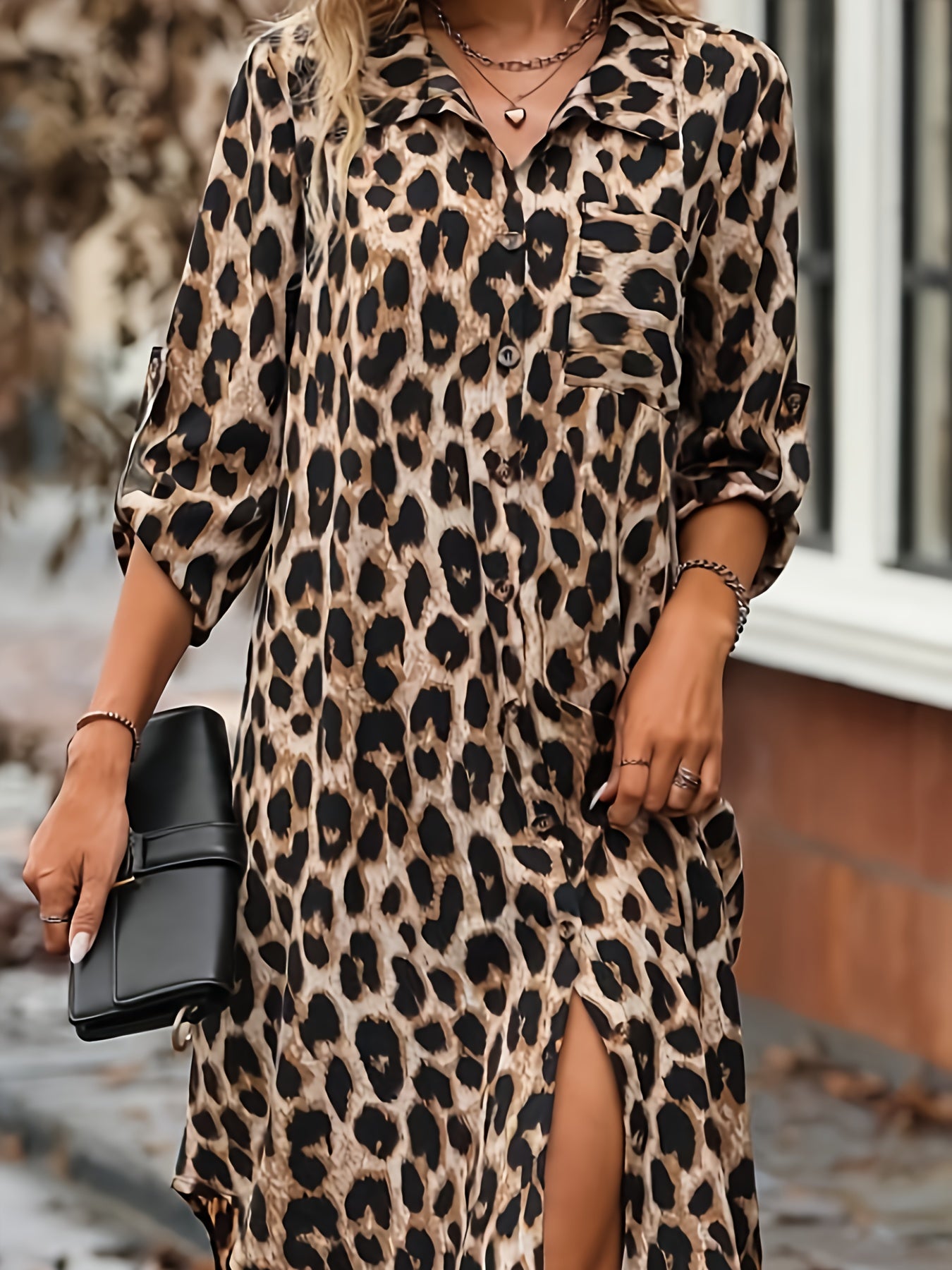 Leopard Print Button-Front Dress - Stylish & Comfortable for Spring & Summer - Women's Casual Fashion