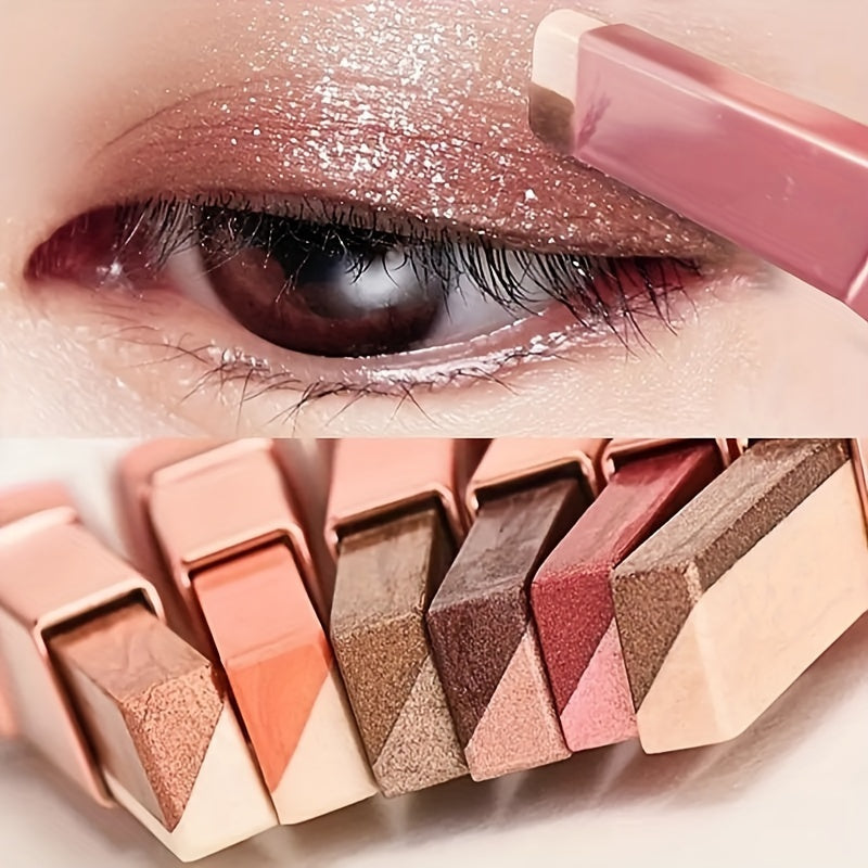 Dual-Tone Pearly Glitter Eyeshadow Stick - Long-Lasting, Waterproof, Smudge & Sweat-Proof - Perfect for Evening Wear & Gift-Giving