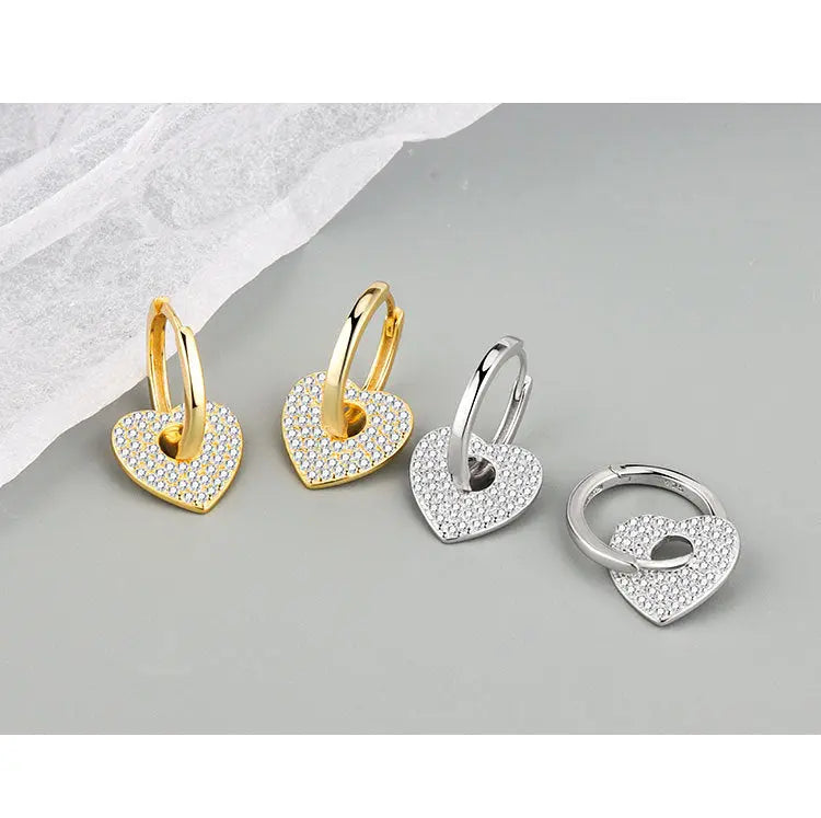 18K Gold Copper Micro-inlaid Earrings European And American Famous Diamond Heart Earrings gomuto.com