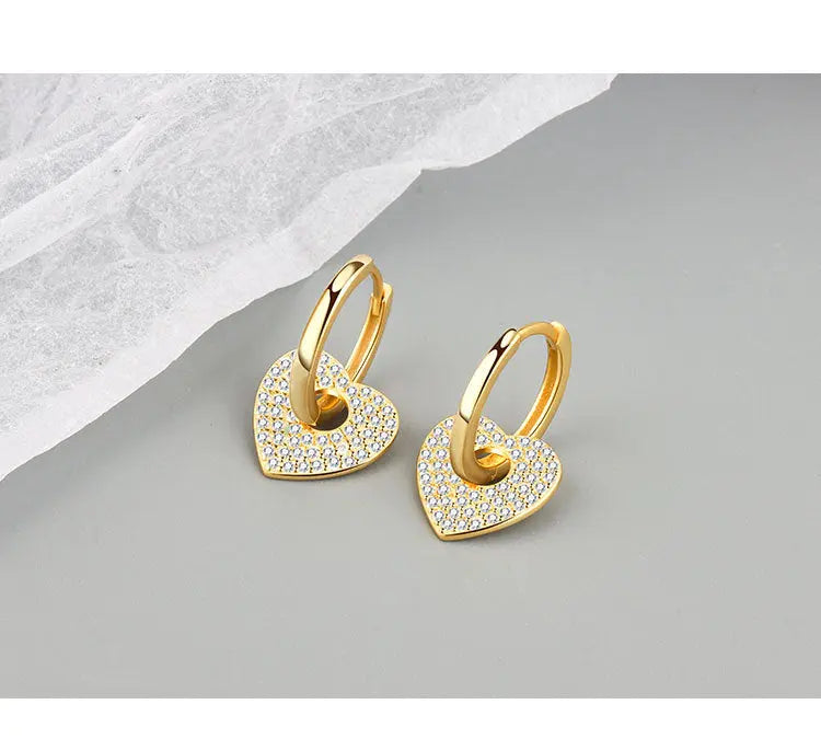 18K Gold Copper Micro-inlaid Earrings European And American Famous Diamond Heart Earrings gomuto.com