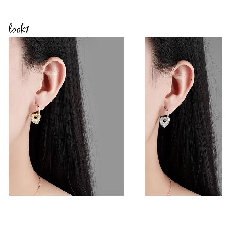 18K Gold Copper Micro-inlaid Earrings European And American Famous Diamond Heart Earrings gomuto.com