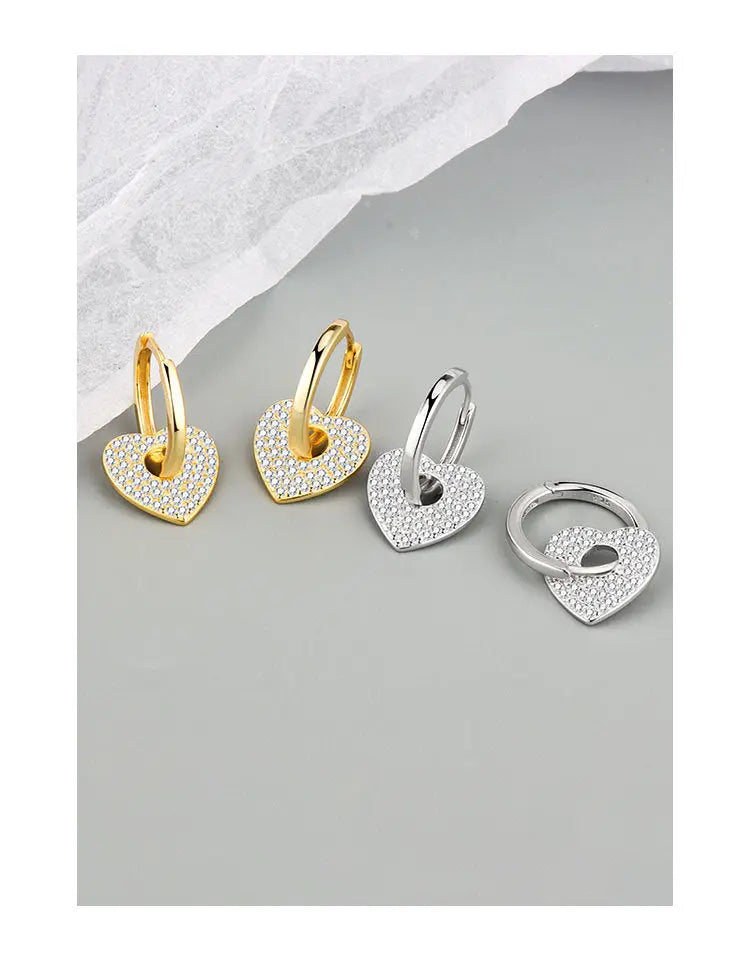 18K Gold Copper Micro-inlaid Earrings European And American Famous Diamond Heart Earrings gomuto.com