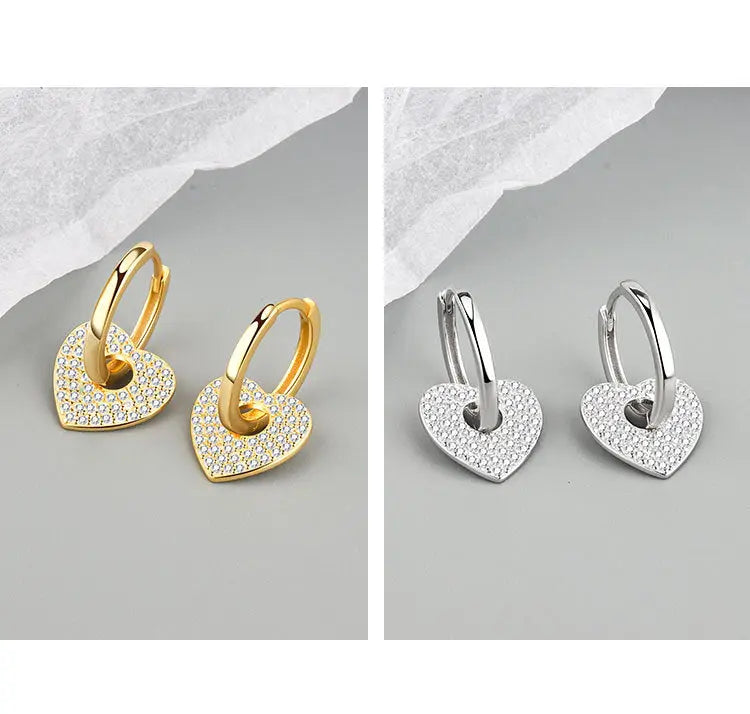 18K Gold Copper Micro-inlaid Earrings European And American Famous Diamond Heart Earrings gomuto.com
