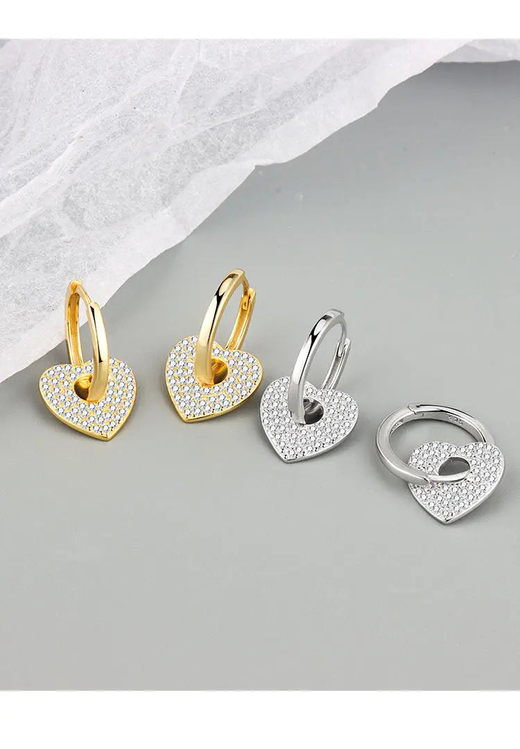 18K Gold Copper Micro-inlaid Earrings European And American Famous Diamond Heart Earrings gomuto.com