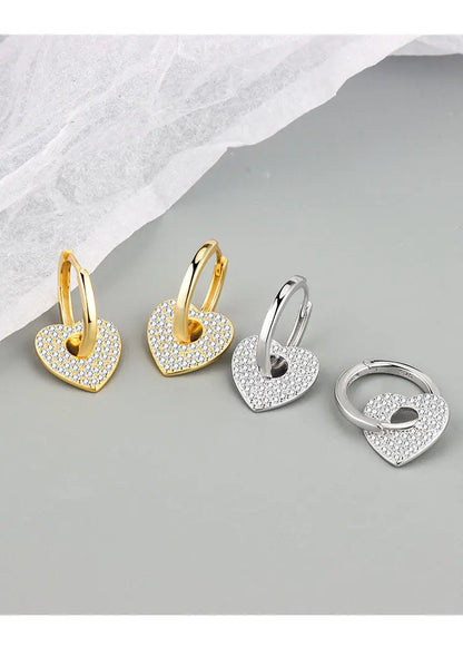 18K Gold Copper Micro-inlaid Earrings European And American Famous Diamond Heart Earrings gomuto.com