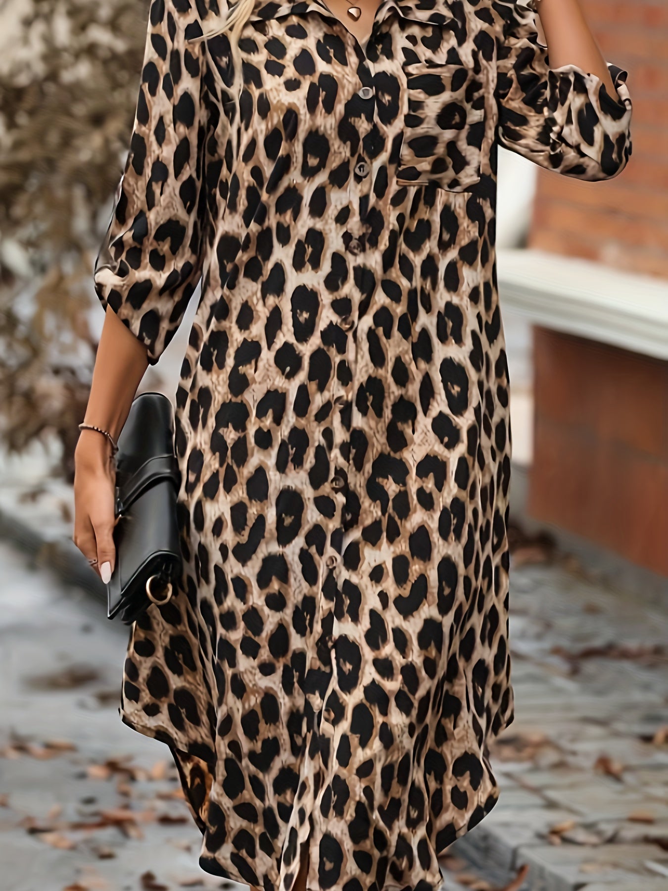 Leopard Print Button-Front Dress - Stylish & Comfortable for Spring & Summer - Women's Casual Fashion