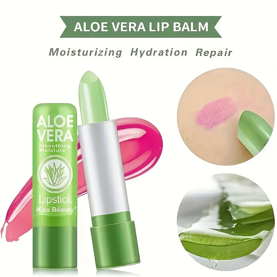 Aloe Vera pH-Responsive Lipstick - Hydrating Long-Wear Lip Gloss with Plumping Effect, Waterproof - Perfect Valentine’s Day Gift