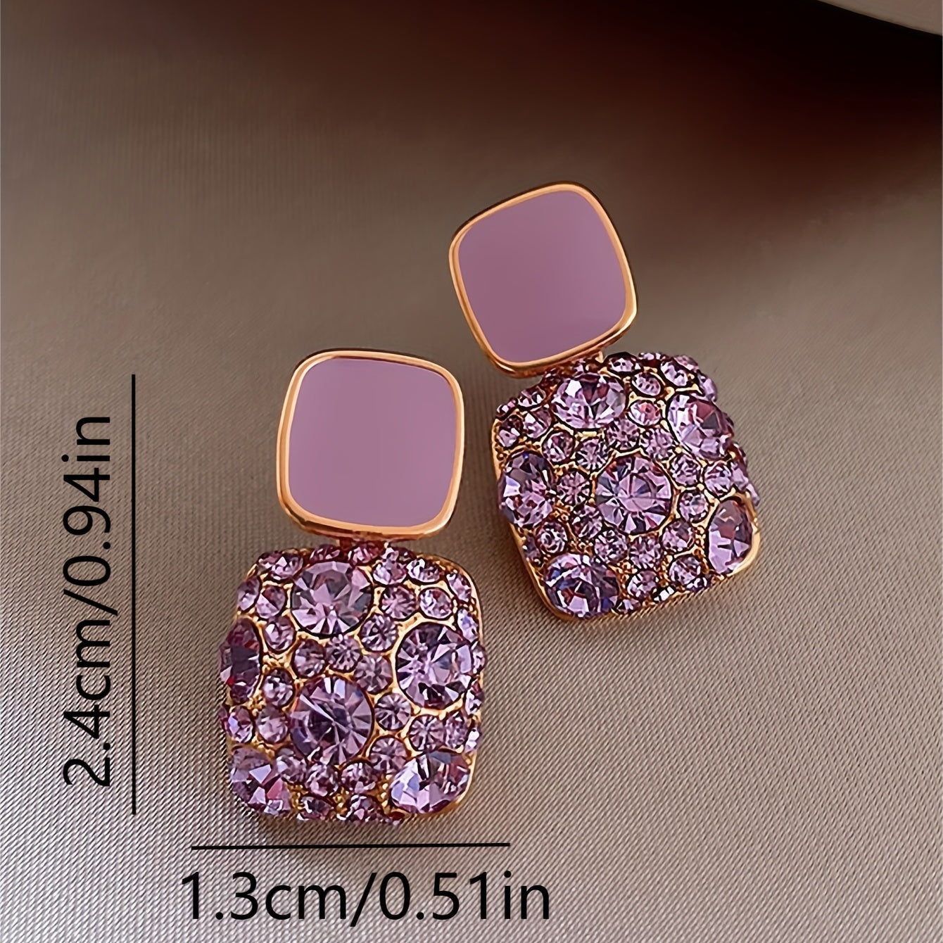 Luxurious Square Rhinestone Dangle Earrings - Shiny Alloy Jewelry for Banquets and Parties