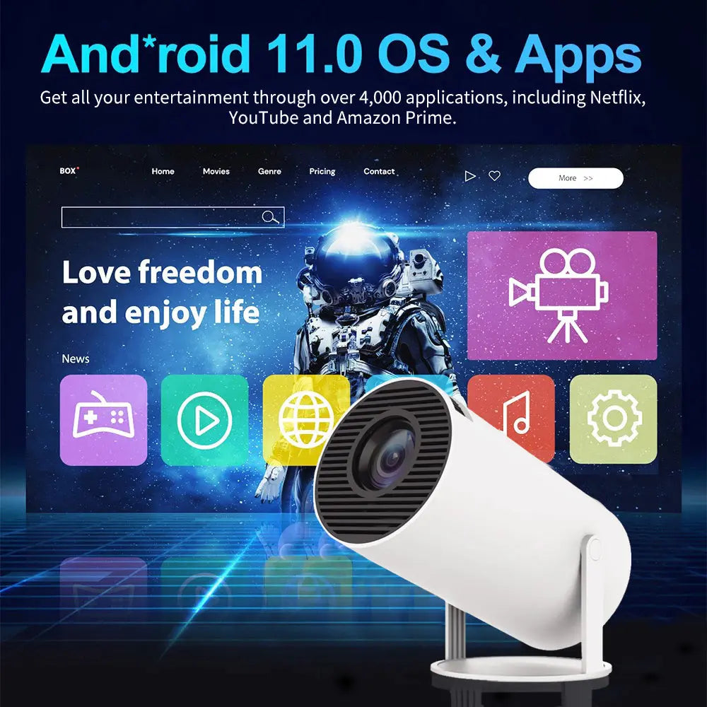 3D Game Projector 2-in-1 F300 Controller Gamepad - Android 11, 5G Wi-Fi, Playstore Access, 4K Portable Mini Home Cinema & Outdoor Projector Gomuto