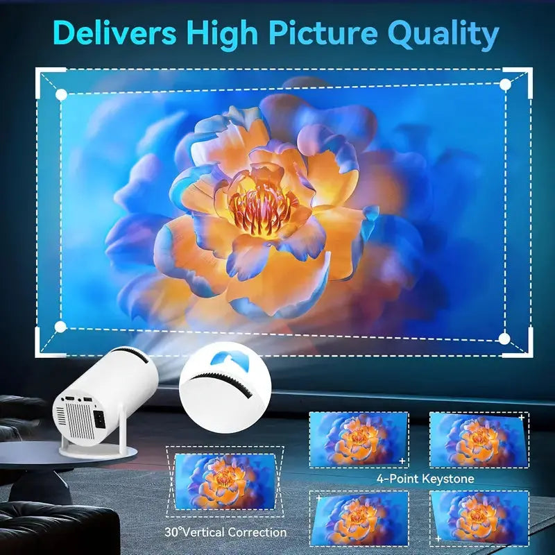 3D Game Projector 2-in-1 F300 Controller Gamepad - Android 11, 5G Wi-Fi, Playstore Access, 4K Portable Mini Home Cinema & Outdoor Projector Gomuto