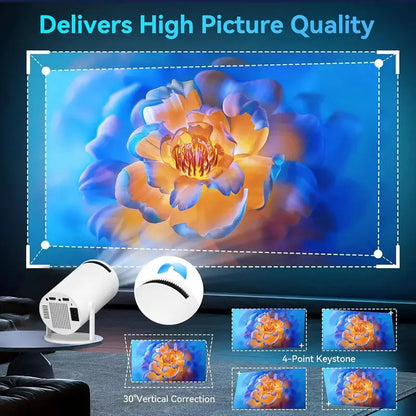 3D Game Projector 2-in-1 F300 Controller Gamepad - Android 11, 5G Wi-Fi, Playstore Access, 4K Portable Mini Home Cinema & Outdoor Projector Gomuto