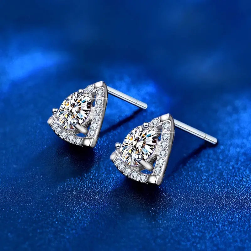 925 Sterling Silver Triangle Temperament Earrings gomuto.com